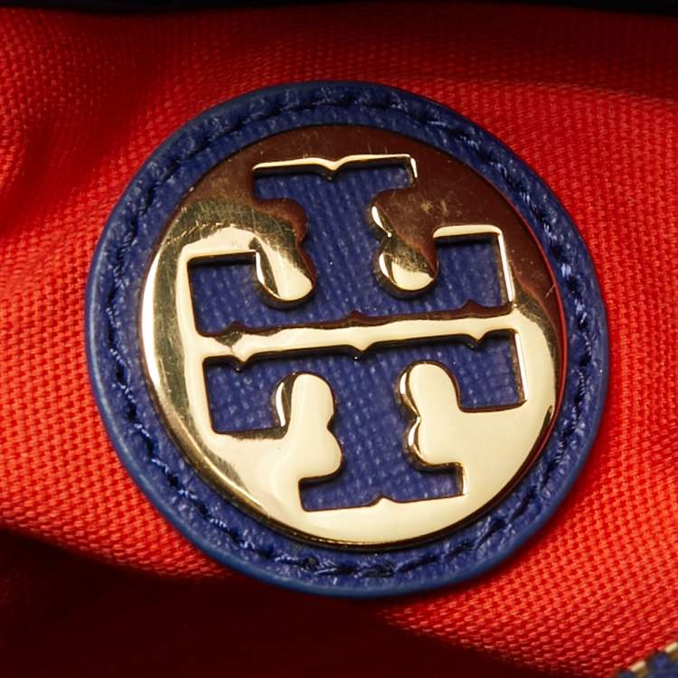 Pre Owned Tory Burch Blue Leather Robinson Middy Satchel