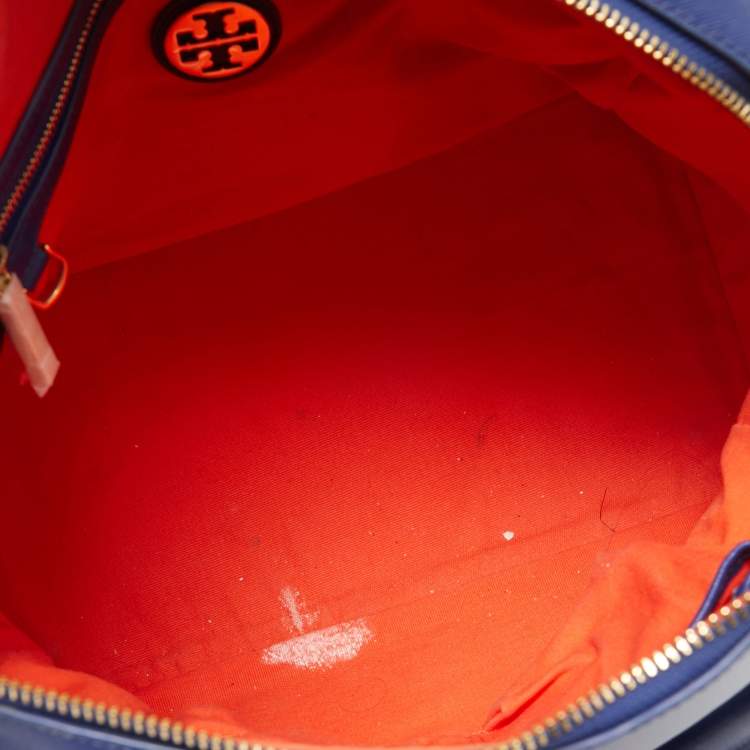 Pre Owned Tory Burch Blue Leather Robinson Middy Satchel