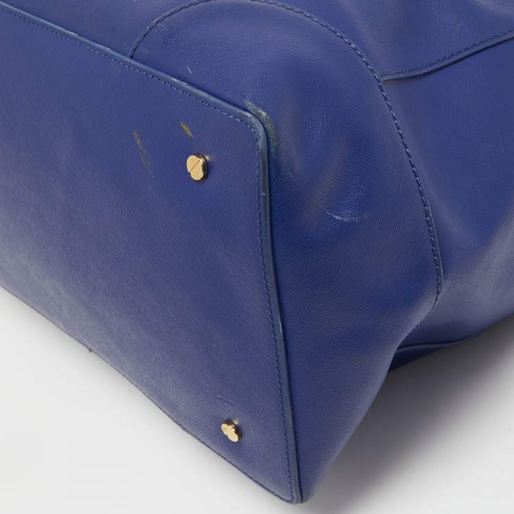 Pre Owned Tory Burch Blue Leather Robinson Middy Satchel