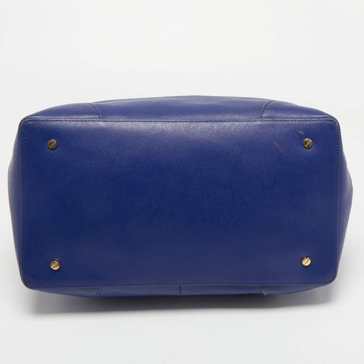 Pre Owned Tory Burch Blue Leather Robinson Middy Satchel