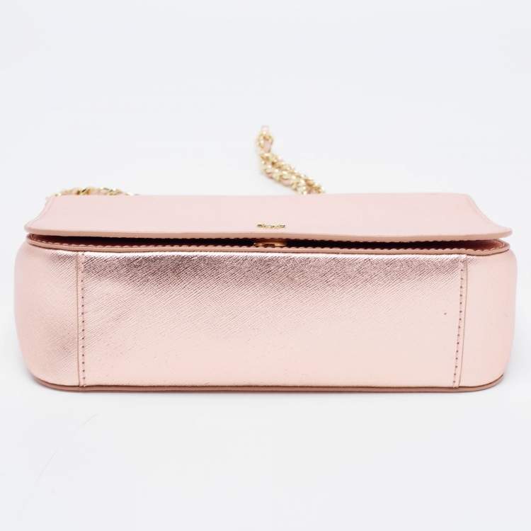 Pre Owned Tory Burch Metallic Leather Robinson Flap Shoulder Bag