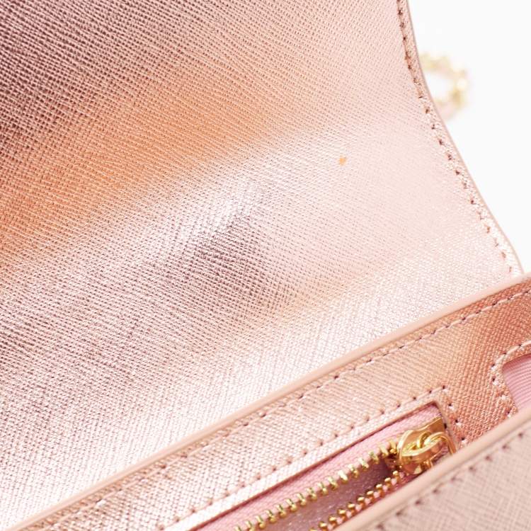 Pre Owned Tory Burch Metallic Leather Robinson Flap Shoulder Bag