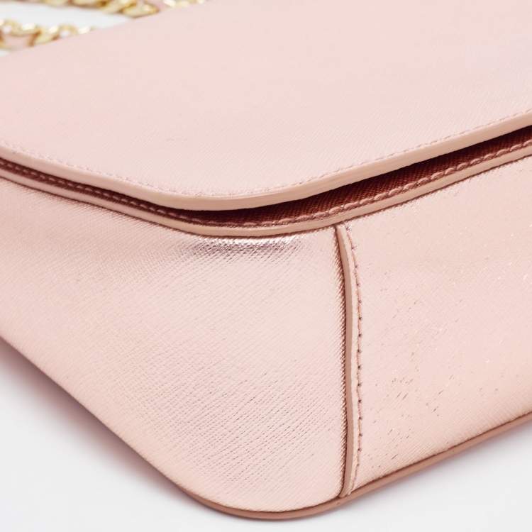 Pre Owned Tory Burch Metallic Leather Robinson Flap Shoulder Bag