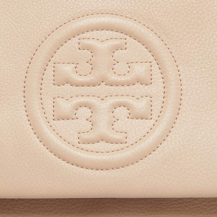 Pre Owned Tory Burch Cream Leather Thea Fold Over Crossbody Bag