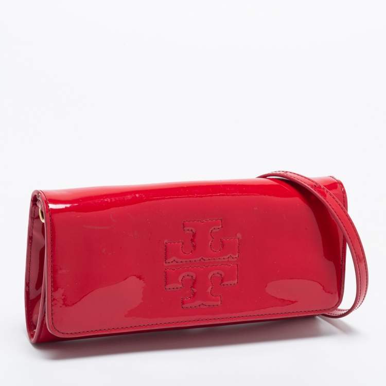Pre Owned Tory Burch Red Patent Leather Crossbody Bag
