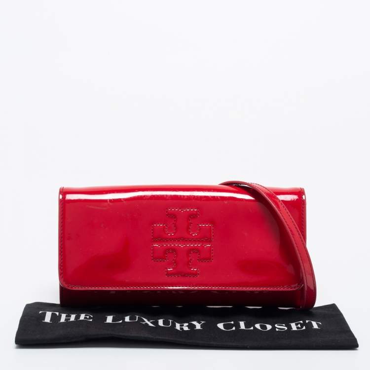 Pre Owned Tory Burch Red Patent Leather Crossbody Bag
