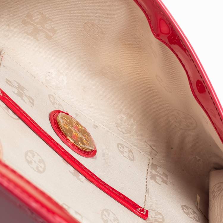Pre Owned Tory Burch Red Patent Leather Crossbody Bag