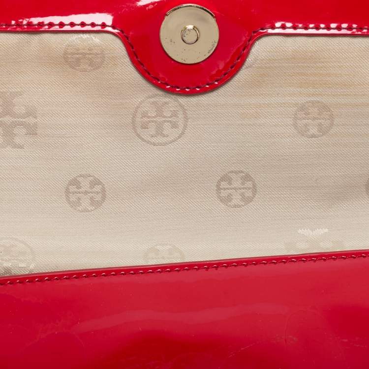 Pre Owned Tory Burch Red Patent Leather Crossbody Bag