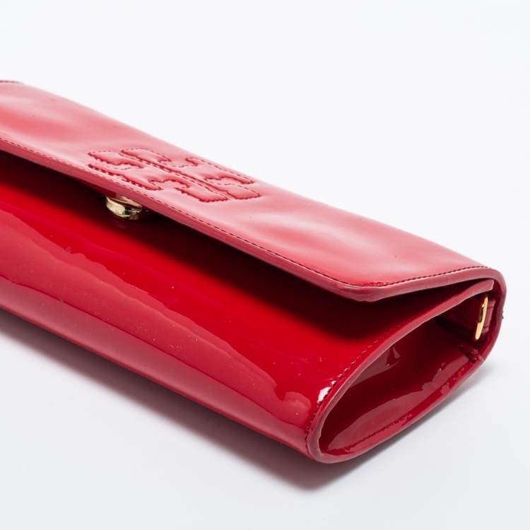 Pre Owned Tory Burch Red Patent Leather Crossbody Bag