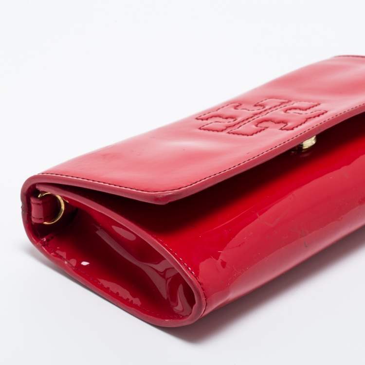Pre Owned Tory Burch Red Patent Leather Crossbody Bag
