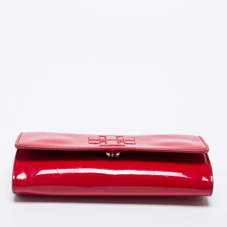 Pre Owned Tory Burch Red Patent Leather Crossbody Bag