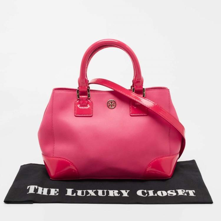 مملوكة مسبقًا Tory Burch Pink Patent and Leather Zip Tote