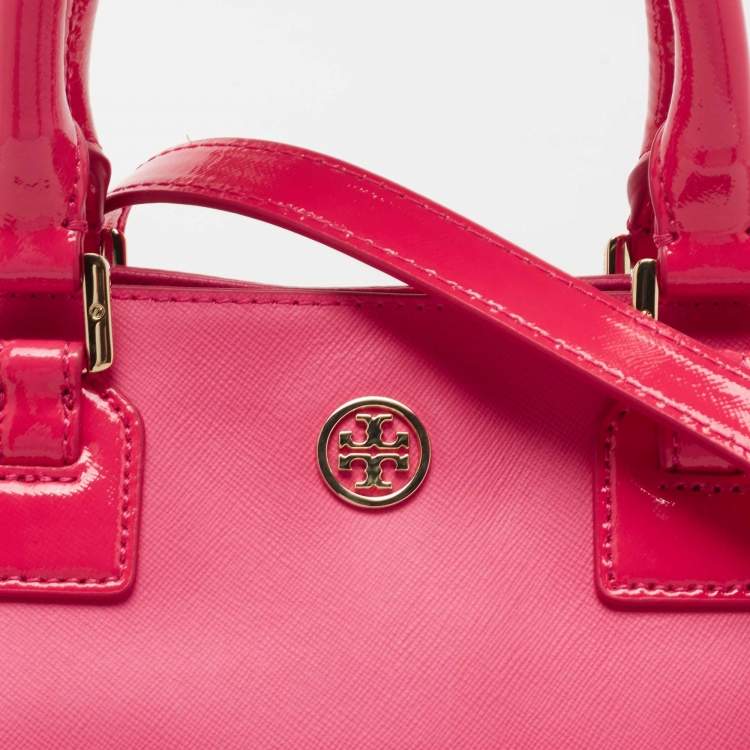 مملوكة مسبقًا Tory Burch Pink Patent and Leather Zip Tote