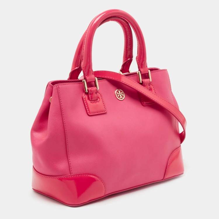 مملوكة مسبقًا Tory Burch Pink Patent and Leather Zip Tote