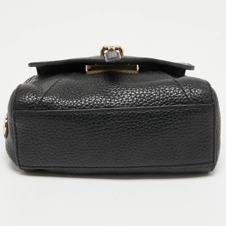Pre Owned Tory Burch Black Leather Mini 797 Top Handle Bag