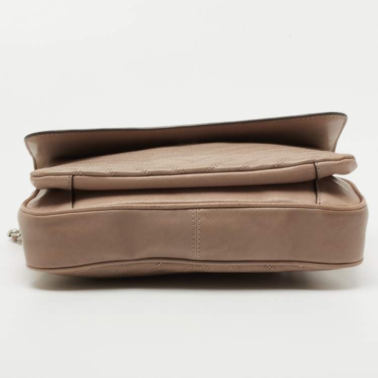 Pre Owned Tory Burch Beige Leather Fleming Shoulder Bag