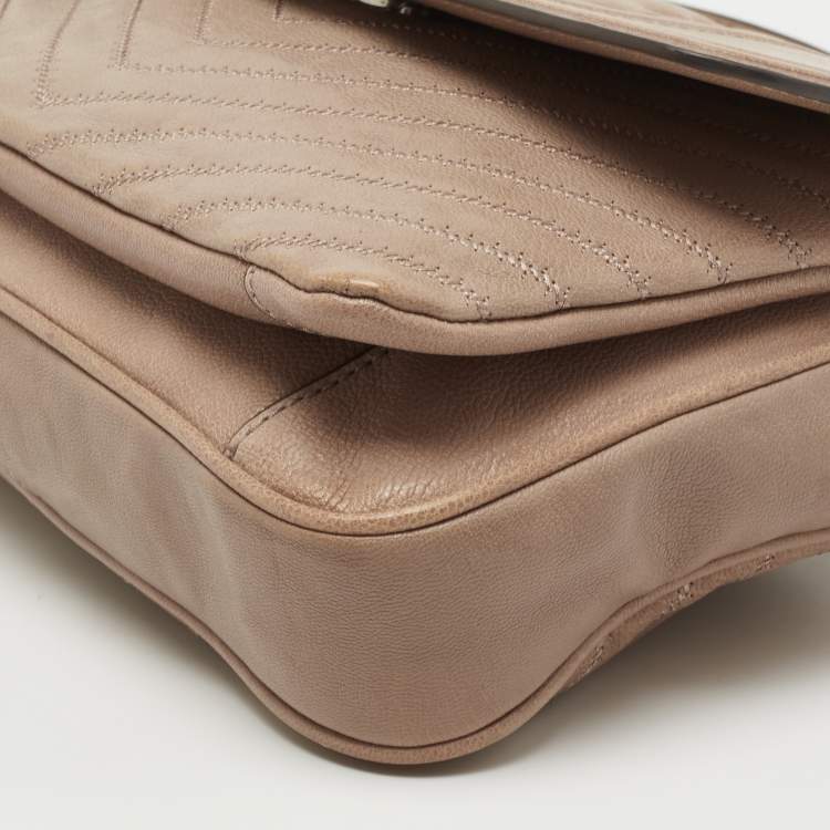 Pre Owned Tory Burch Beige Leather Fleming Shoulder Bag