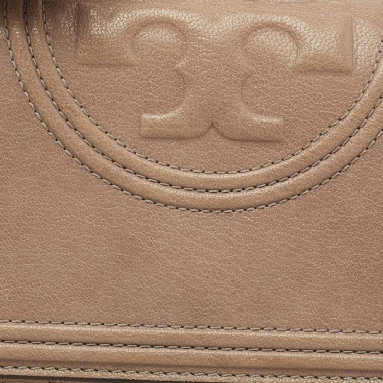 Pre Owned Tory Burch Beige Leather Fleming Shoulder Bag