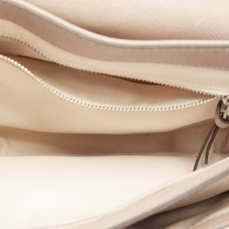 Pre Owned Tory Burch Beige Leather Fleming Shoulder Bag