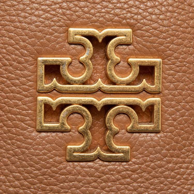 Pre Owned Tory Burch Brown Leather Britten Flap Crossbody Bag