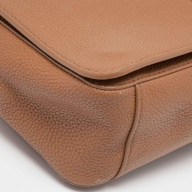 Pre Owned Tory Burch Brown Leather Britten Flap Crossbody Bag