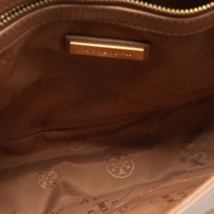 Pre Owned Tory Burch Brown Leather Britten Flap Crossbody Bag
