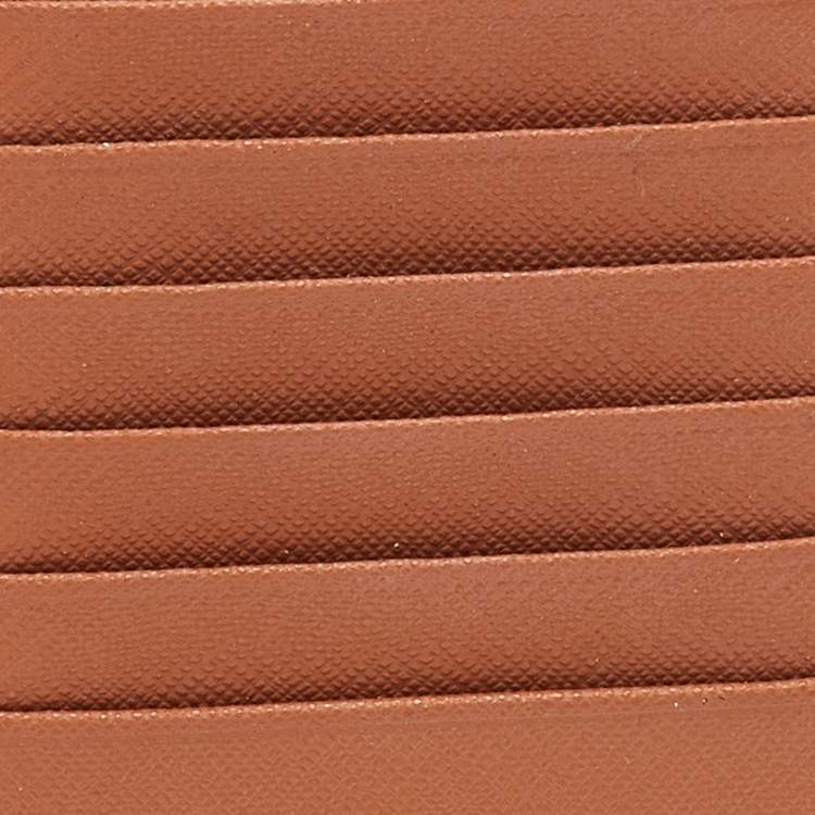 Pre Owned Tory Burch Brown Saffiano Leather Miller Top Zip Card Case