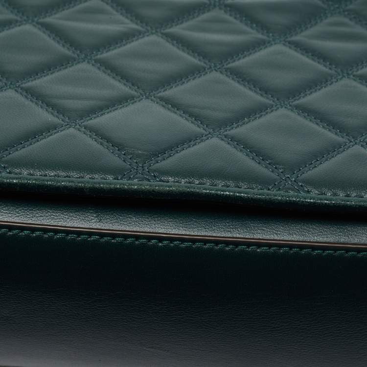 Pre Owned Tory Burch Green Quilted Leather Fleming Shoulder Bag