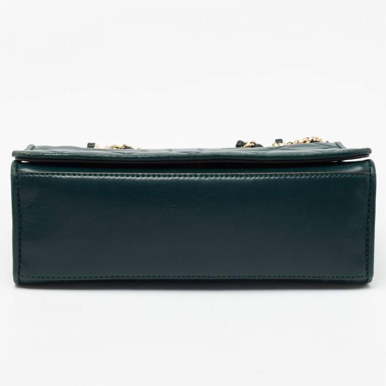 Pre Owned Tory Burch Green Quilted Leather Fleming Shoulder Bag