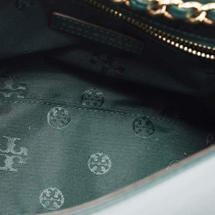 Pre Owned Tory Burch Green Quilted Leather Fleming Shoulder Bag