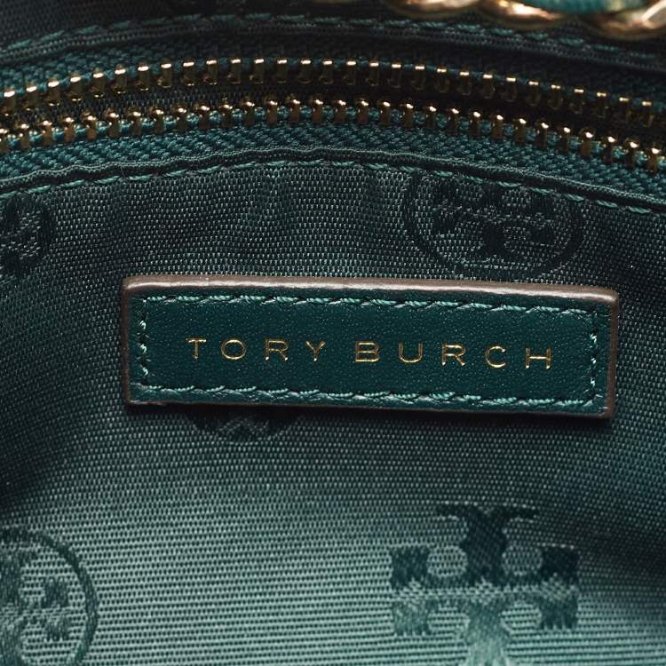 Pre Owned Tory Burch Green Quilted Leather Fleming Shoulder Bag