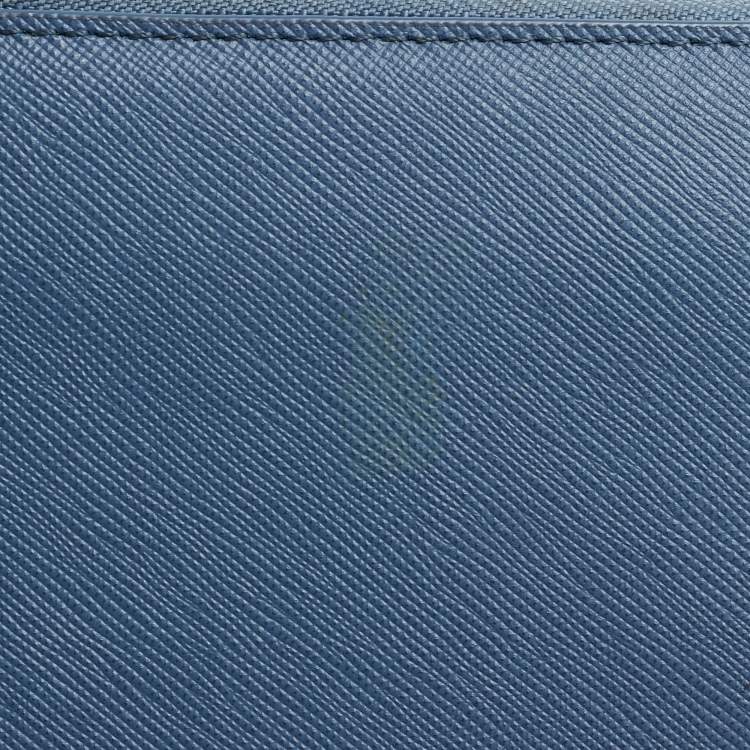 مملوكة مسبقًا Tory Burch Blue Leather Robinson Zip Around Wallet