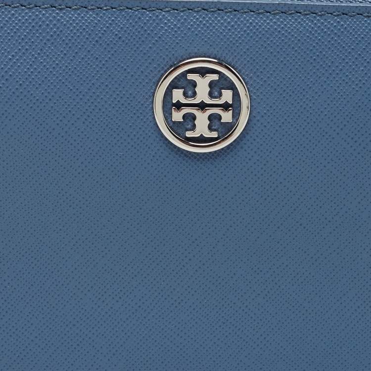 مملوكة مسبقًا Tory Burch Blue Leather Robinson Zip Around Wallet