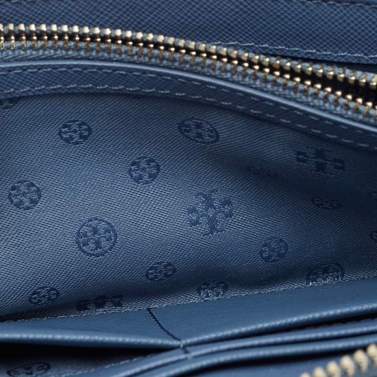 مملوكة مسبقًا Tory Burch Blue Leather Robinson Zip Around Wallet