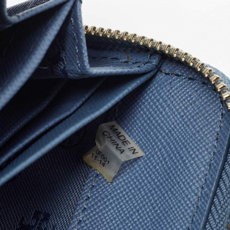 مملوكة مسبقًا Tory Burch Blue Leather Robinson Zip Around Wallet