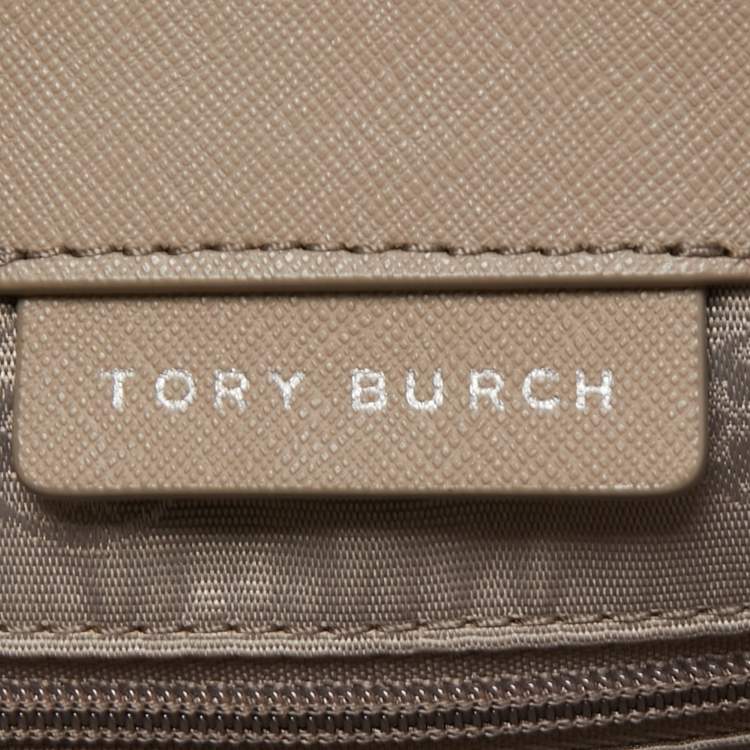 Pre Owned Tory Burch Grey Saffiano Leather York Buckle Tote