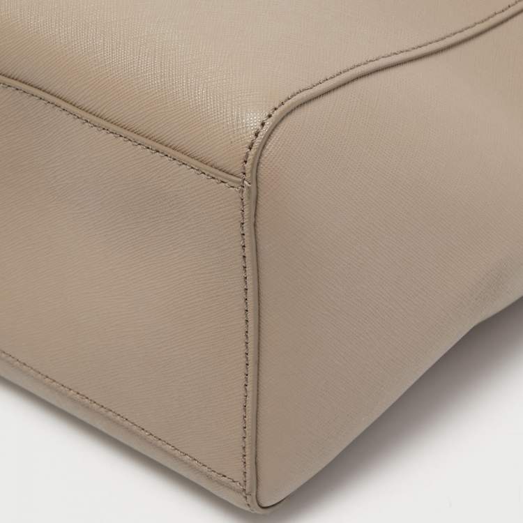 Pre Owned Tory Burch Grey Saffiano Leather York Buckle Tote