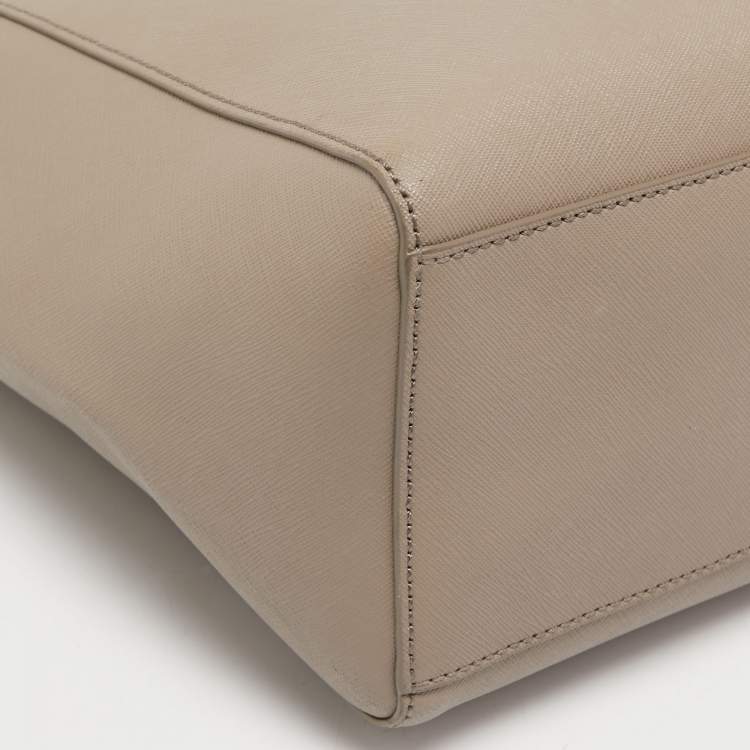 Pre Owned Tory Burch Grey Saffiano Leather York Buckle Tote