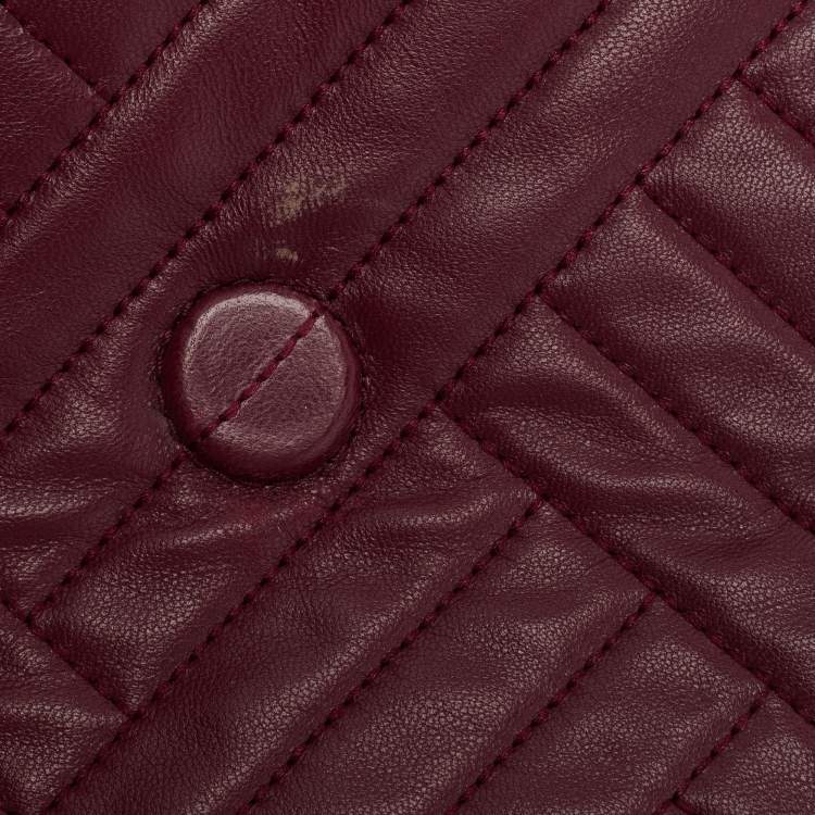 Pre Owned Tory Burch Burgundy Leather Alexa Chain Clutch