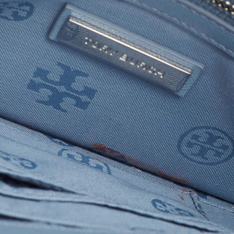 Pre Owned Tory Burch Light Blue Leather Slim Diana Flap Clutch