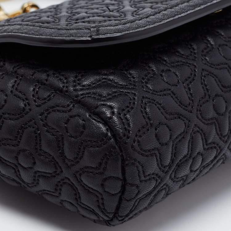 Pre Owned Tory Burch Black Quilted Leather Small Bryant Crossbody Bag