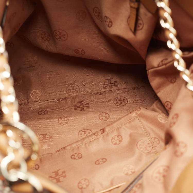 Pre Owned Tory Burch Multicolor Stripe Raffia and Leather Marion Tote