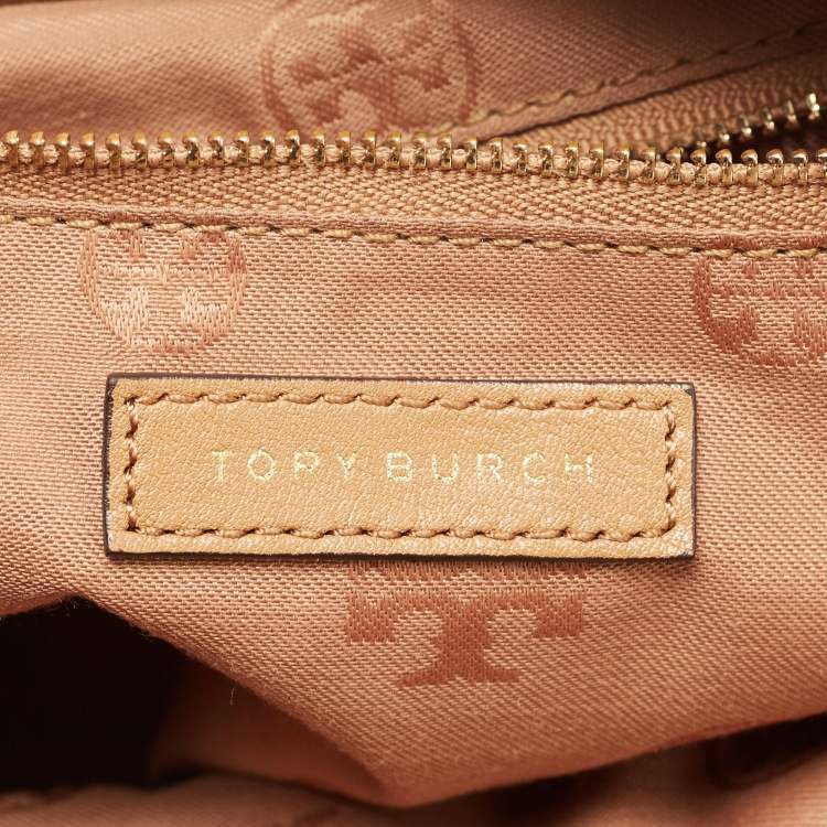 Pre Owned Tory Burch Multicolor Stripe Raffia and Leather Marion Tote