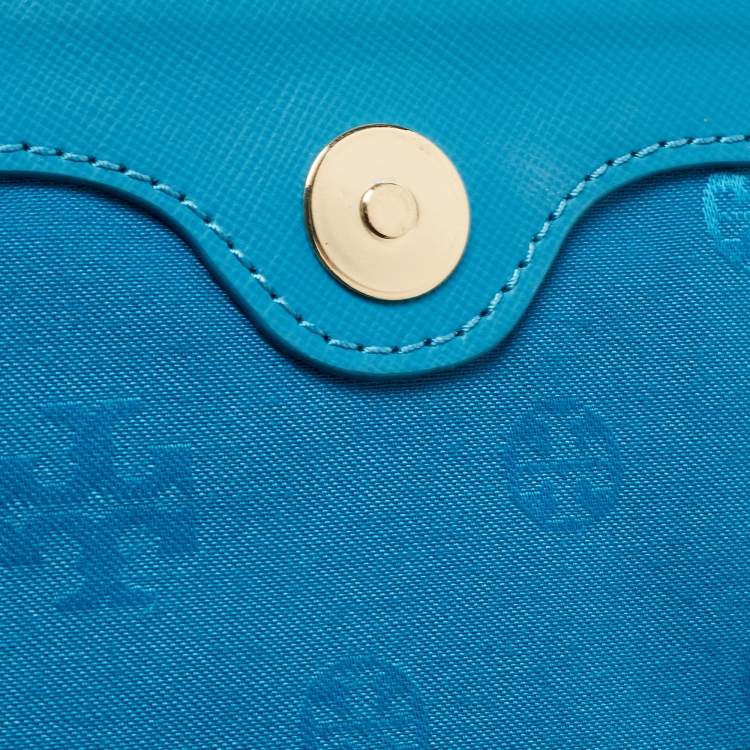 Pre Owned Tory Burch Teal Blue Saffiano Leather Robinson Flap Shoulder Bag