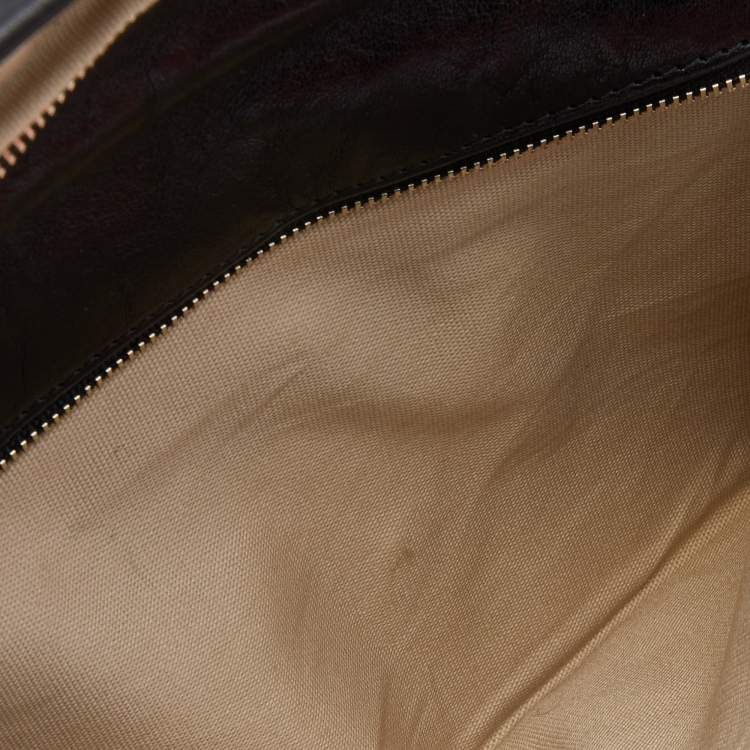 Pre Owned Tory Burch Black Leather Reva Flap Clutch