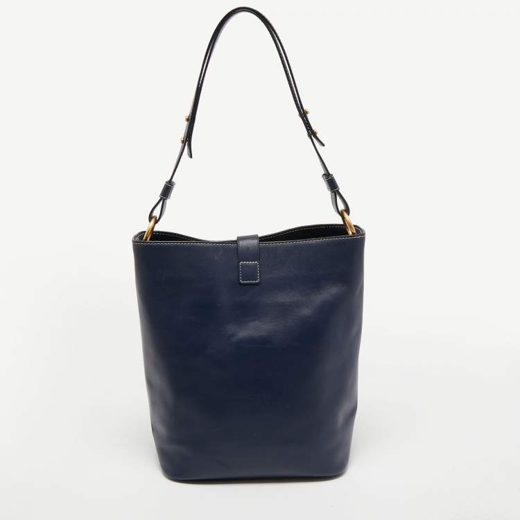 مملوكة مسبقًا Tory Burch Dark Blue Leather Miller Hobo