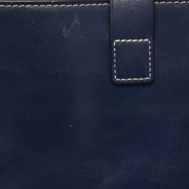 مملوكة مسبقًا Tory Burch Dark Blue Leather Miller Hobo