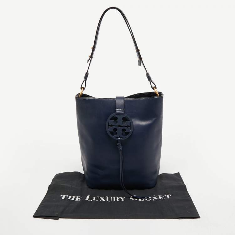 مملوكة مسبقًا Tory Burch Dark Blue Leather Miller Hobo