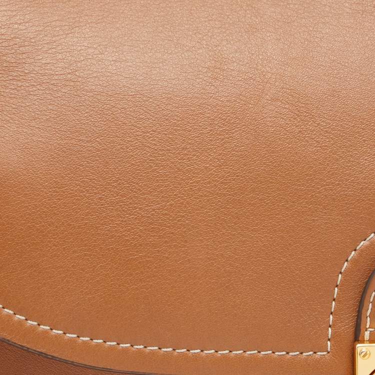 Pre Owned Tory Burch Brown Leather James Saddle Shoulder Bag