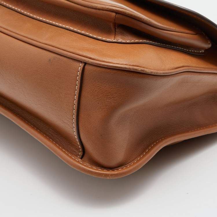 Pre Owned Tory Burch Brown Leather James Saddle Shoulder Bag